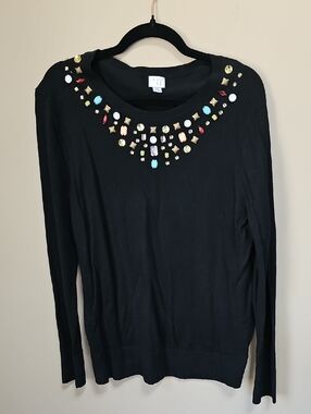 a new day Black Jeweled Embellishment Sweater